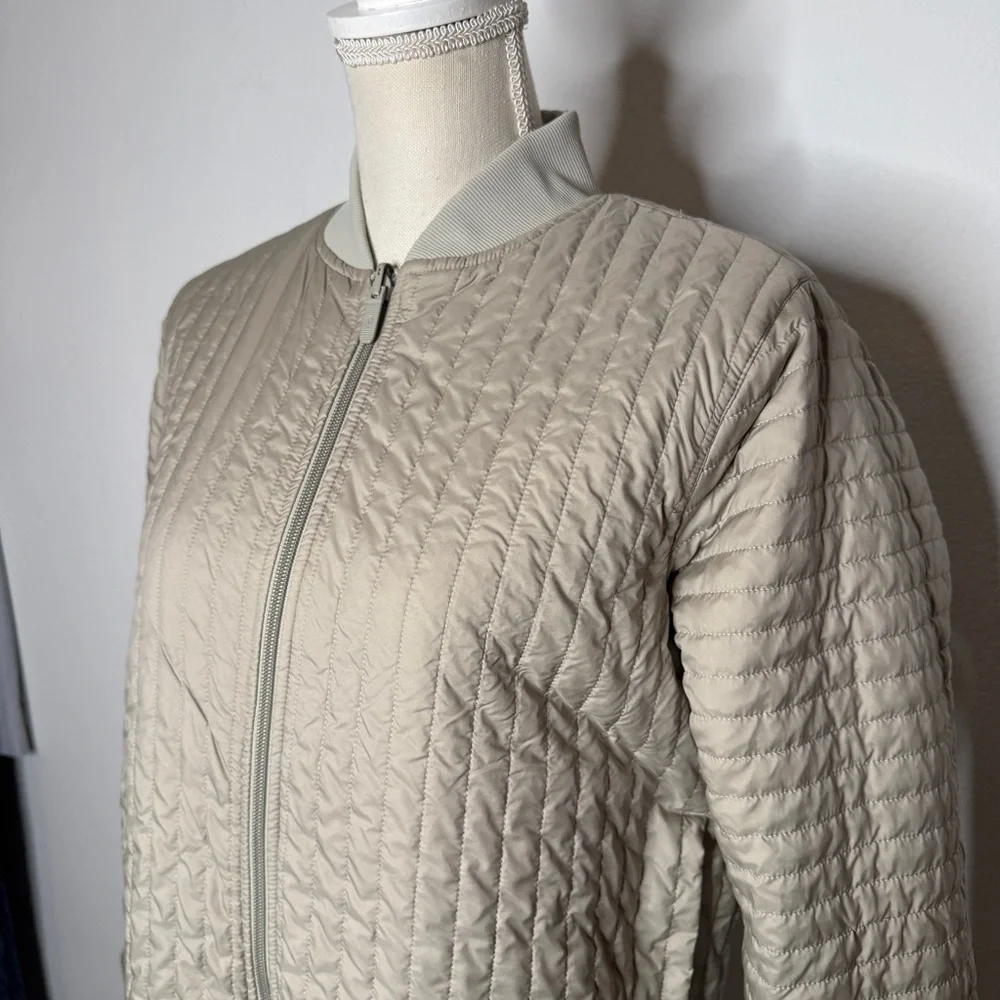 Lululemon Non Stop Bomber Jacket Raw Linen Reversible Quilted Nylon Size 10